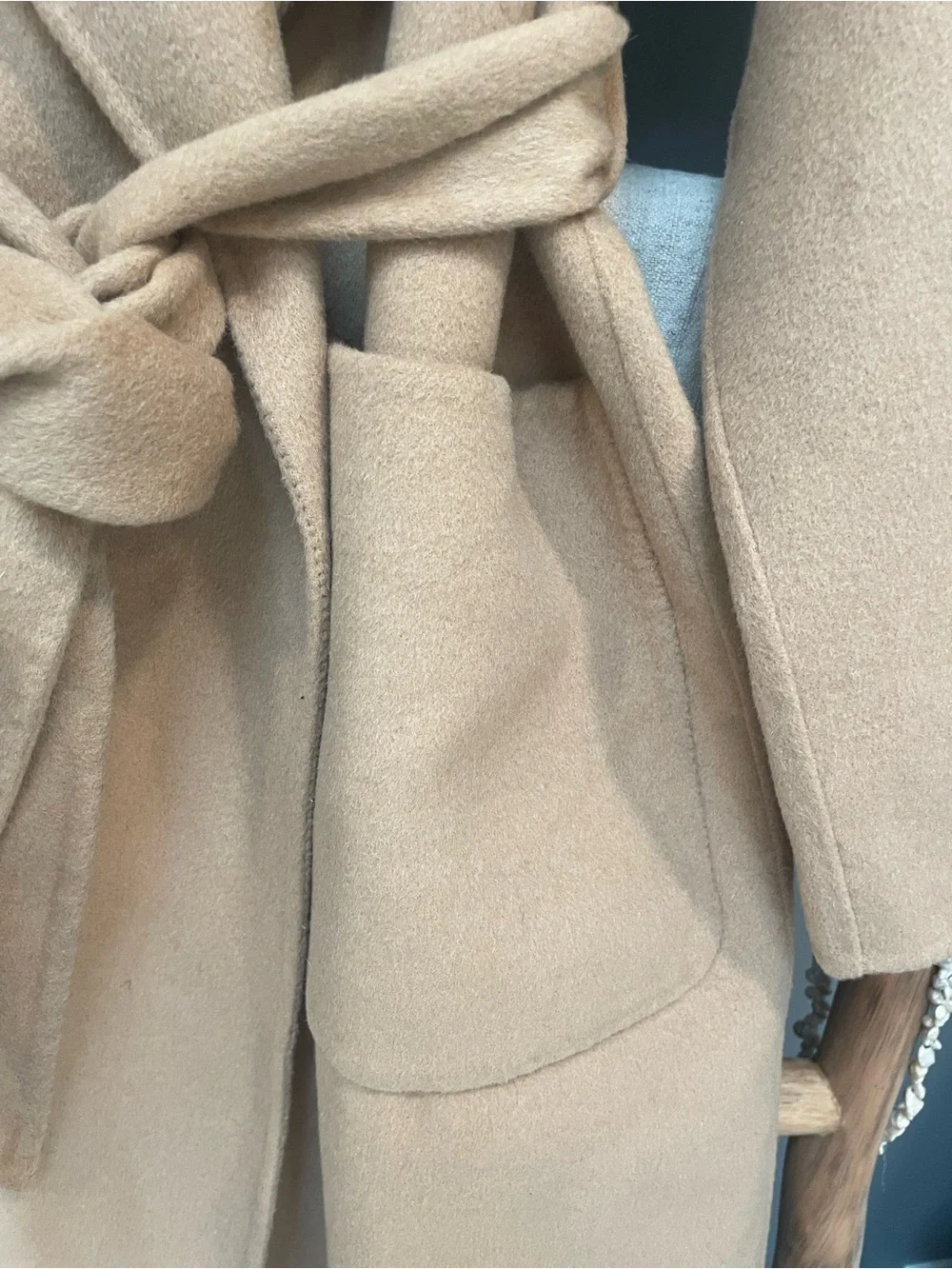 Mango Camel Wrap Belted Long Coat